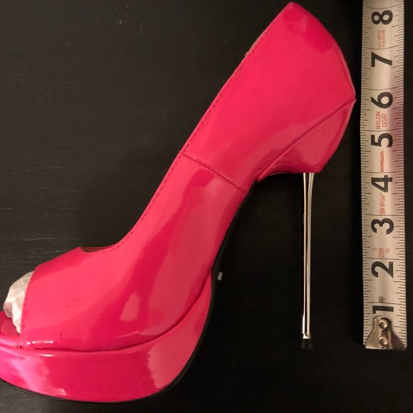 Fuchsia The Highest Heel Roxy 21 Peep Toe Pumps - Picture 7 of 8